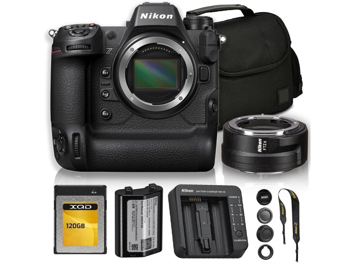 Nikon Z9 Mirrorless Camera Bundle + FTZ II Mount Adapter, 45.7MP Full Frame Professional Camera, 8K Video, EXPEED 7 + 120GB XQD Memory Card + Camera Bag