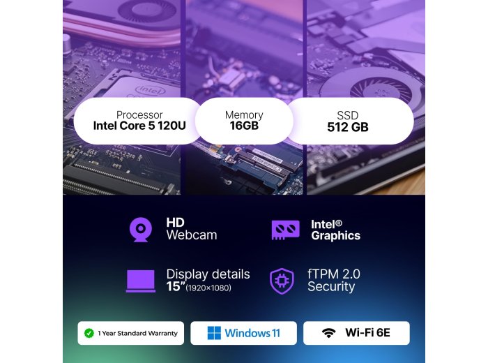 dynabook Satellite Pro C50-K 15.6" FHD Business Laptop, Intel Core 5 120U, 16GB DDR4 RAM, 512GB PCIe NVMe SSD, Windows 11 Pro, Wi-Fi 6E, USB-C, HDMI, RJ-45, Spill-Resistant Keyboard