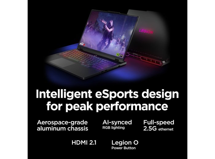Lenovo Legion Pro 7i – AI-Powered Gaming Laptop – Intel® Core Ultra 7 255HX – 16" WQXGA PureSight OLED Display – 240Hz – NVIDIA® GeForce RTX™ 5070 Ti – 32GB Memory – 2TB Storage – PC GamePass