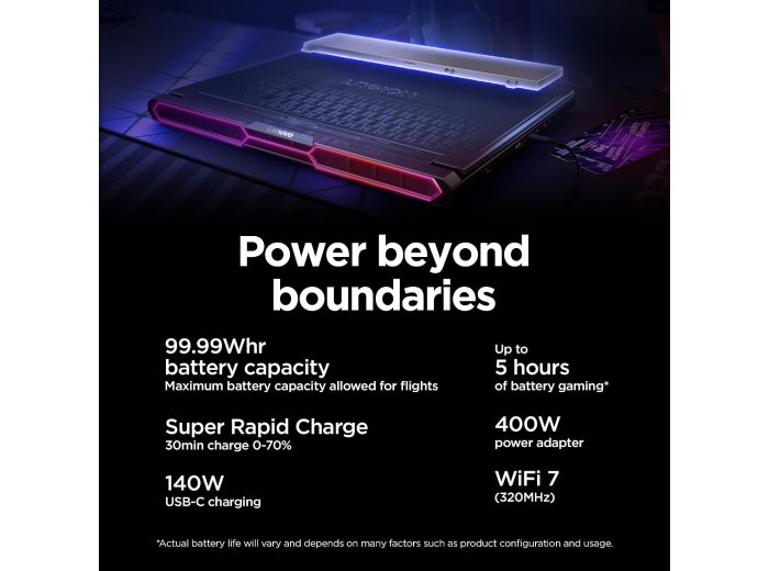 Lenovo Legion Pro 7i – AI-Powered Gaming Laptop – Intel® Core Ultra 7 255HX – 16" WQXGA PureSight OLED Display – 240Hz – NVIDIA® GeForce RTX™ 5070 Ti – 32GB Memory – 2TB Storage – PC GamePass