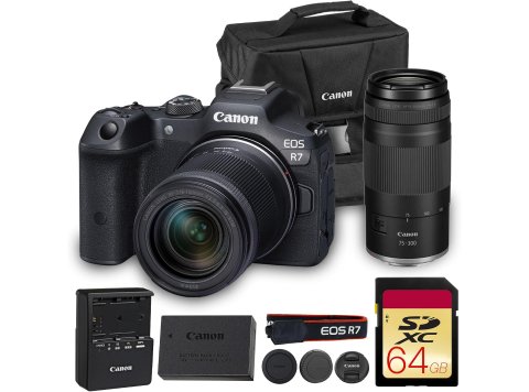 Canon EOS R7 Mirrorless Camera with RF-S 18-150mm & 75-300mm Lens Bundle