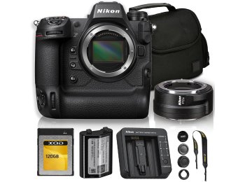 Nikon Z9 Mirrorless Camera Bundle + FTZ II Mount Adapter, 45.7MP Full Frame Professional Camera, 8K Video, EXPEED 7 + 120GB XQD Memory Card + Camera Bag